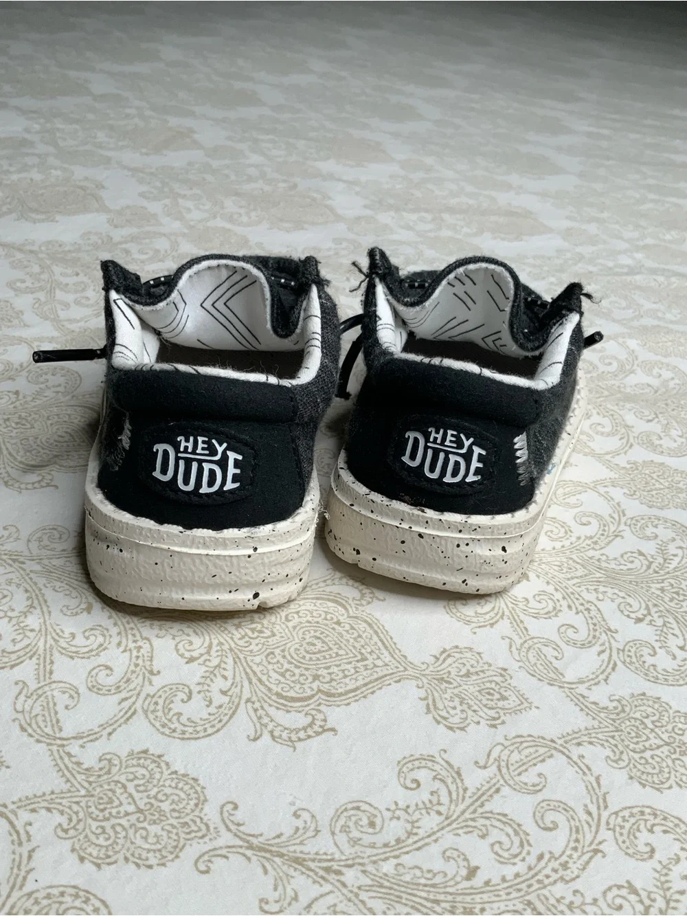 HEYDUDE Wally Stretch Shoes Kids TD6 Heathered Black Slip On